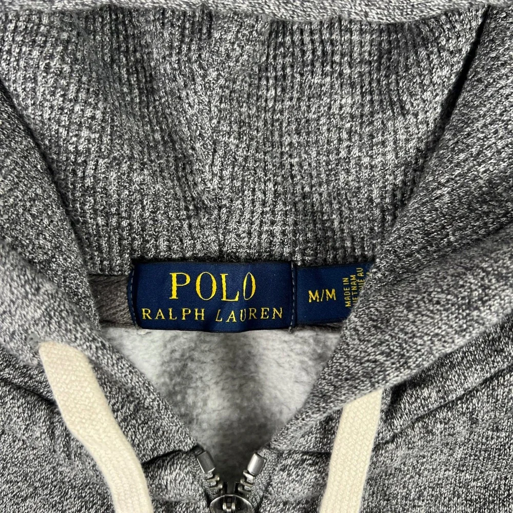 Polo Ralph Lauren Mens Gray Full Zip Hoodie Sweatshirt Size Medium Pony Logo